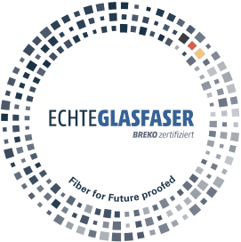 Echte Glasfaser von Unsere Grüne Glasfaser, BREKO zertifiziert, für zukunftssichere Internetverbindungen.
