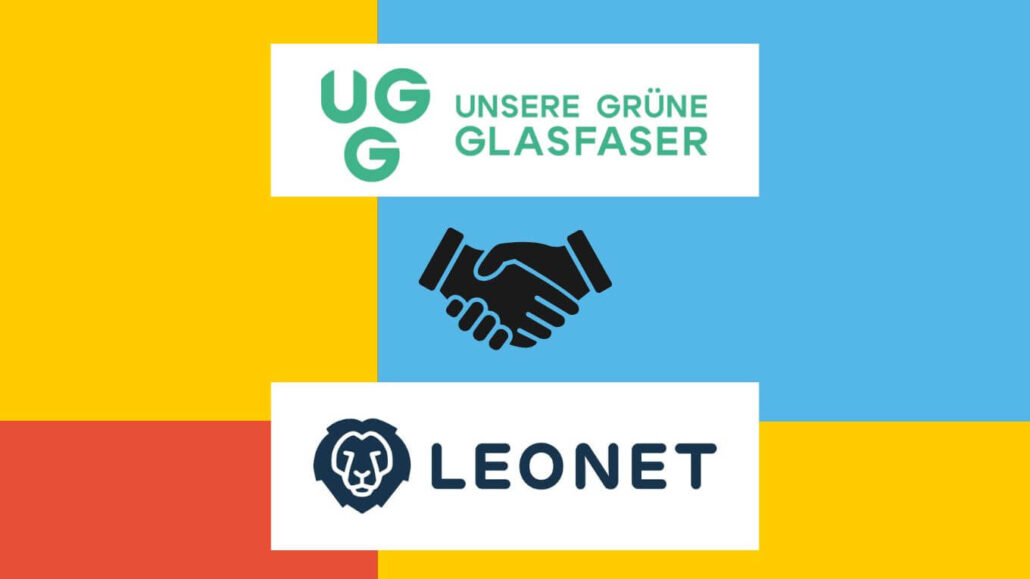 Partnerschaft zwischen Unsere Grüne Glasfaser und Leonet zur Förderung nachhaltiger Internetlösungen.